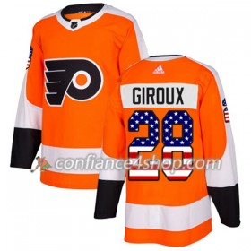 Adidas Maillot de Hockey Philadelphia Flyers Claude Giroux 28 2017-2018 Orange USA Flag Fashion Authentic - Homme